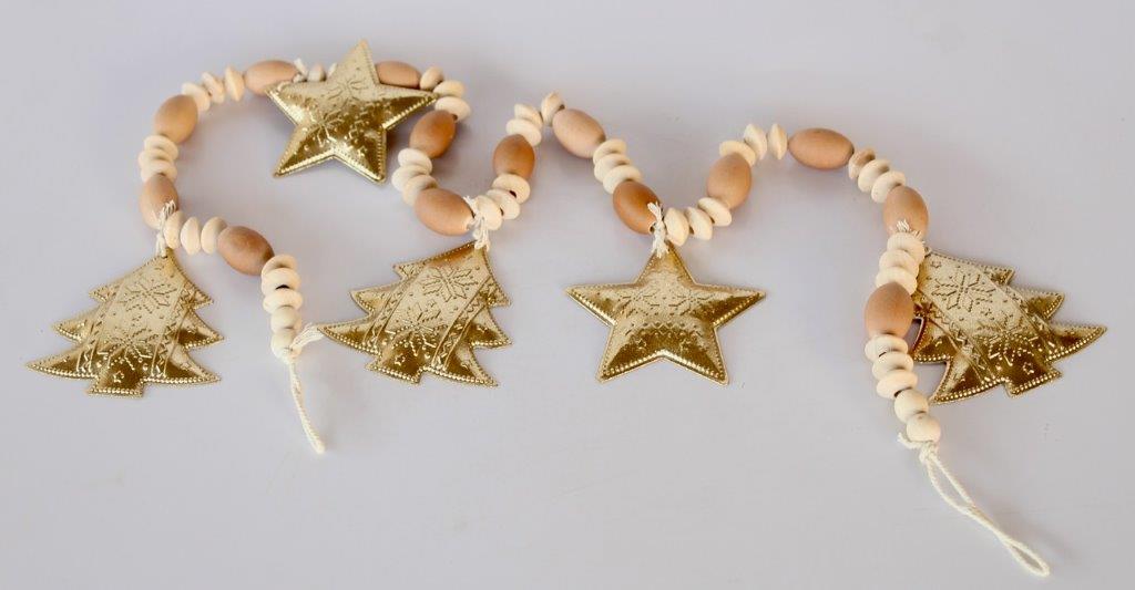 String Of Beads With Gold Stars & Trees